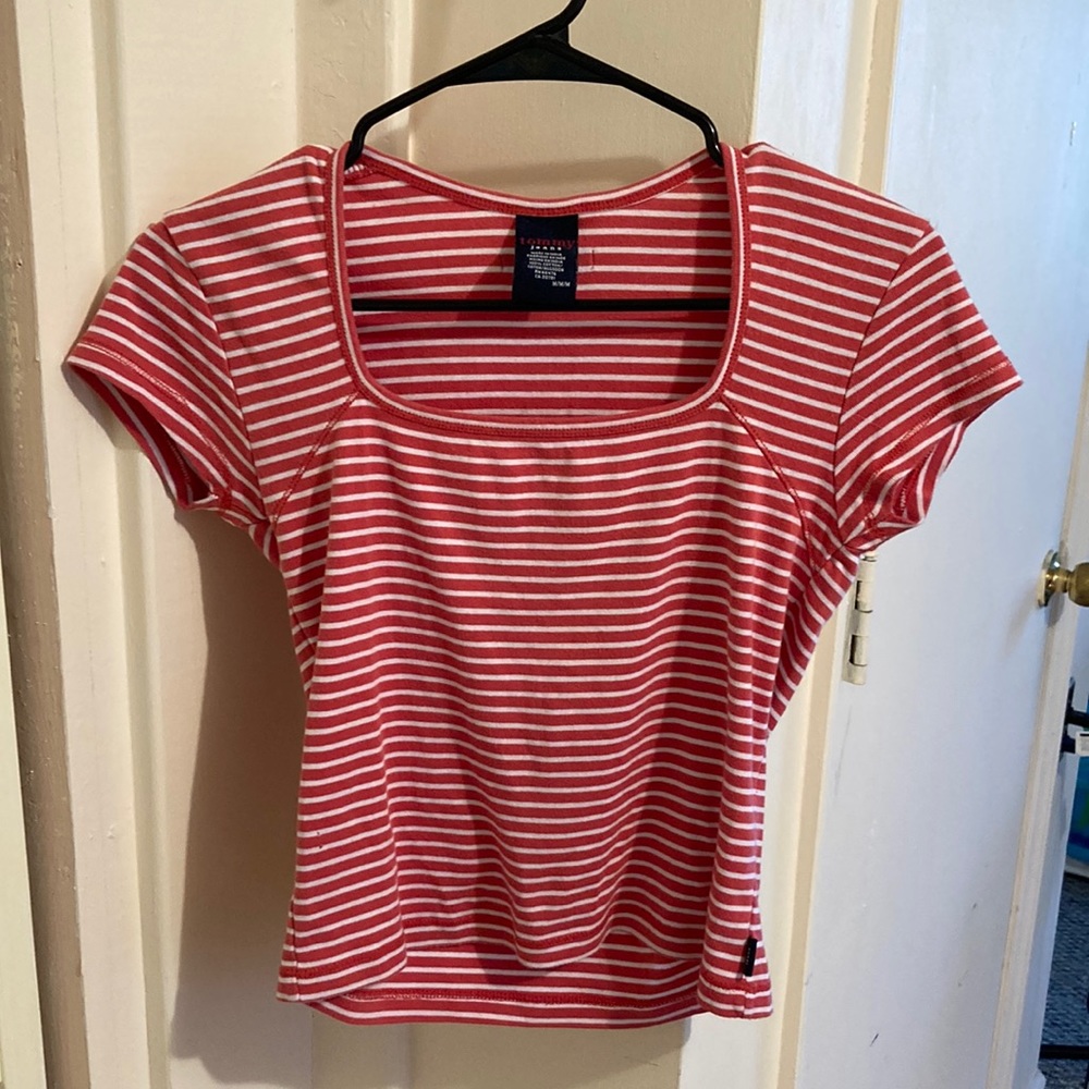 Tommy Jeans Red Striped Crop Top